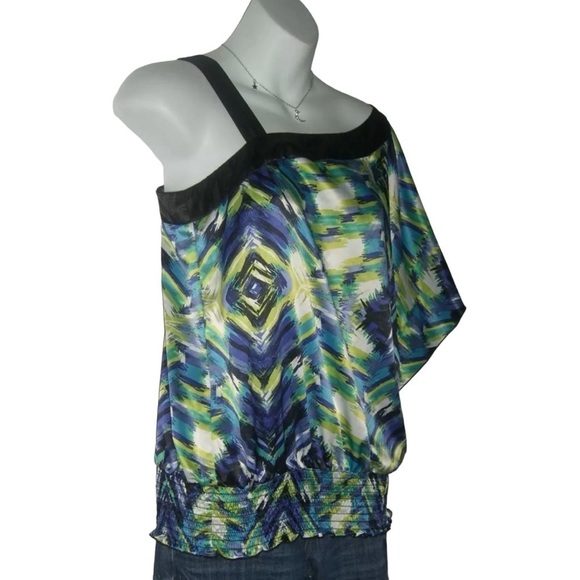 Vintage 90's Alyx Blouse One Shoulder Kimono Sleeve Club y2k Coquette ALT egirl - Picture 2 of 9